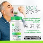 Kick Start Glyco Optimizer Capsules, Kick Start Glycol Supplement Support Pills Premium - All Natural Advanced Formula, Kick Start Vitamin, 60 Capsules for 1 Month