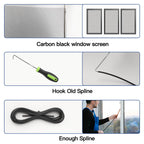 Window Screen Door Repair Kit Include Window Screens Mesh 48"x118" with All Tools in Window Screen Replacement(2pcs Screen Rollers, Screen splines, Hook, Utility Knife and Ruler), Yolovit