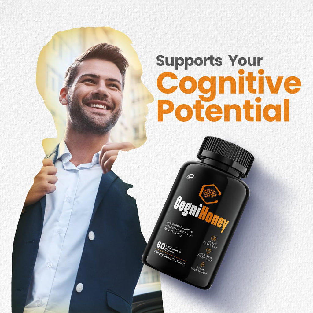CogniHoney Capsules – Cogni Honey Pills Advanced Formula Natural Blend Focus Memory Support and Reviews - 2 Pack - 120 Capsules