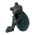 ResinHaven Vintage Verdigris Meditating Frog Garden Statue, 9.8" H