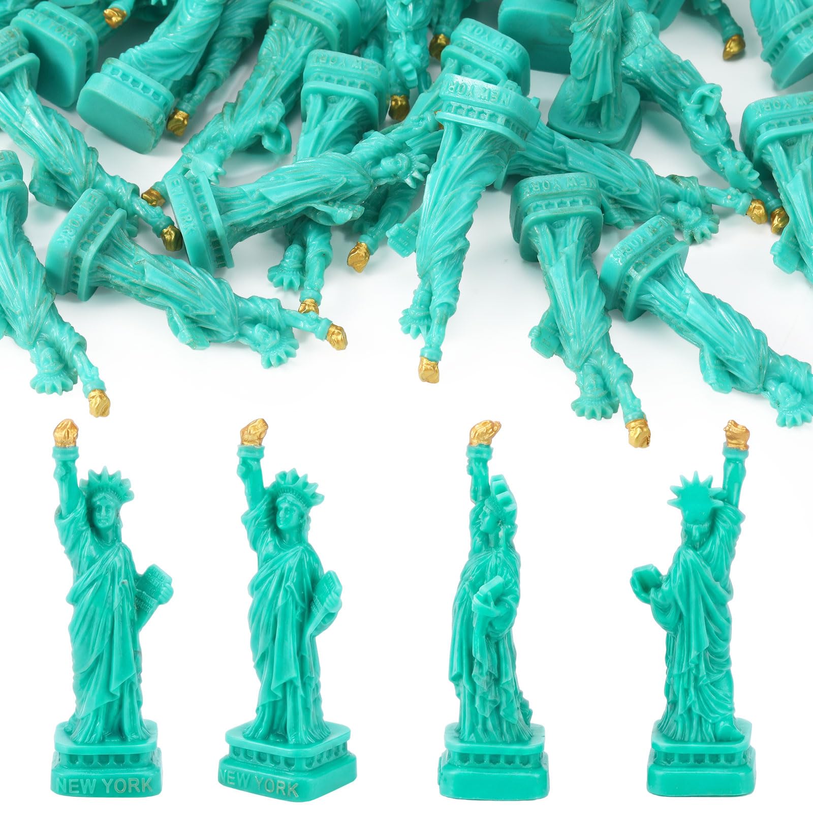 Geelin 50pcs Mini Statue of Liberty Figurines 2 Inch Resin Statue of Liberty Decoration Tiny Little Small New York Souvenir Gift New York Figurine Replica for 4th of July 250th Anniversary Cake Topper