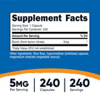 Nutricost Boron Capsules 5mg, 240 Vegetarian Capsules - Gluten Free and Non-GMO