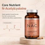 Augmented NAC Supplement, NAC Capsules for Daily Antioxidant Support, Glutathione Wellness, Cellular Health, Daily Wellness Formula for Adults, 90 Count