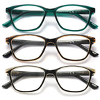 STARTONYOU Reading Glasses for Women, 3-Pack Blue Light Computer Eyeglasses, Cat-Eye Fashion Full Frame with Spring Hinge Ladies Readers +1.5diopter