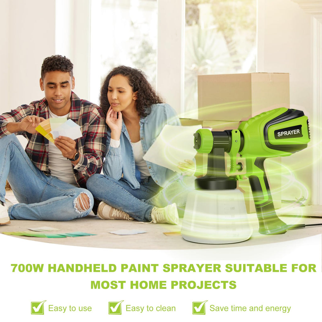 VONFORN Paint Sprayer, HVLP Spray Gun with Cleaning & Blowing Joints, 4 Nozzles and 3 Patterns, Easy to Clean, for Furniture, Cabinets, Fence, Walls, Door, Garden Chairs etc. VF803 VF803 Dark Green