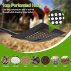 Sifter Shovel for Chicken Coop, 47 Inch Heavy Duty Beach Sifting Shovel for Sand Rock Poop Cleaning, Metal Detector Shovels for Farm, Gardening, D-Grip Handle, Square Gardening Shovels
