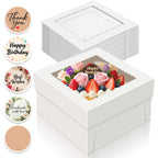 15 PCS Cake Boxes 10 Inch, 10x10x5 Inch Cake Box, 10 Inch Cake Box with Window, White Bakery Boxes, Large Baking Boxes, Cajas Para Pasteles, 10x10 Cake Boxes for Birthday, Wedding, Party, Business