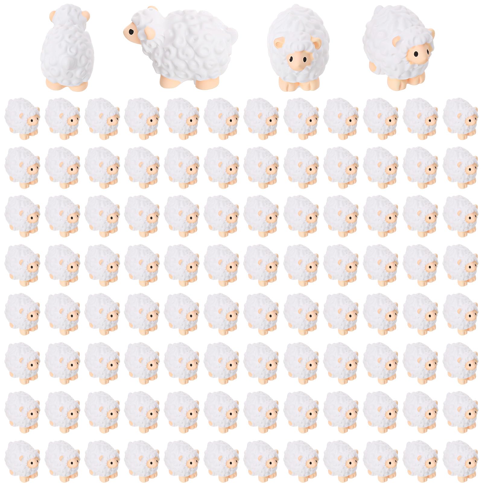 Guiqulai 100pcs Mini Resin Sheep Figurines Garden Decor Ornaments（White）