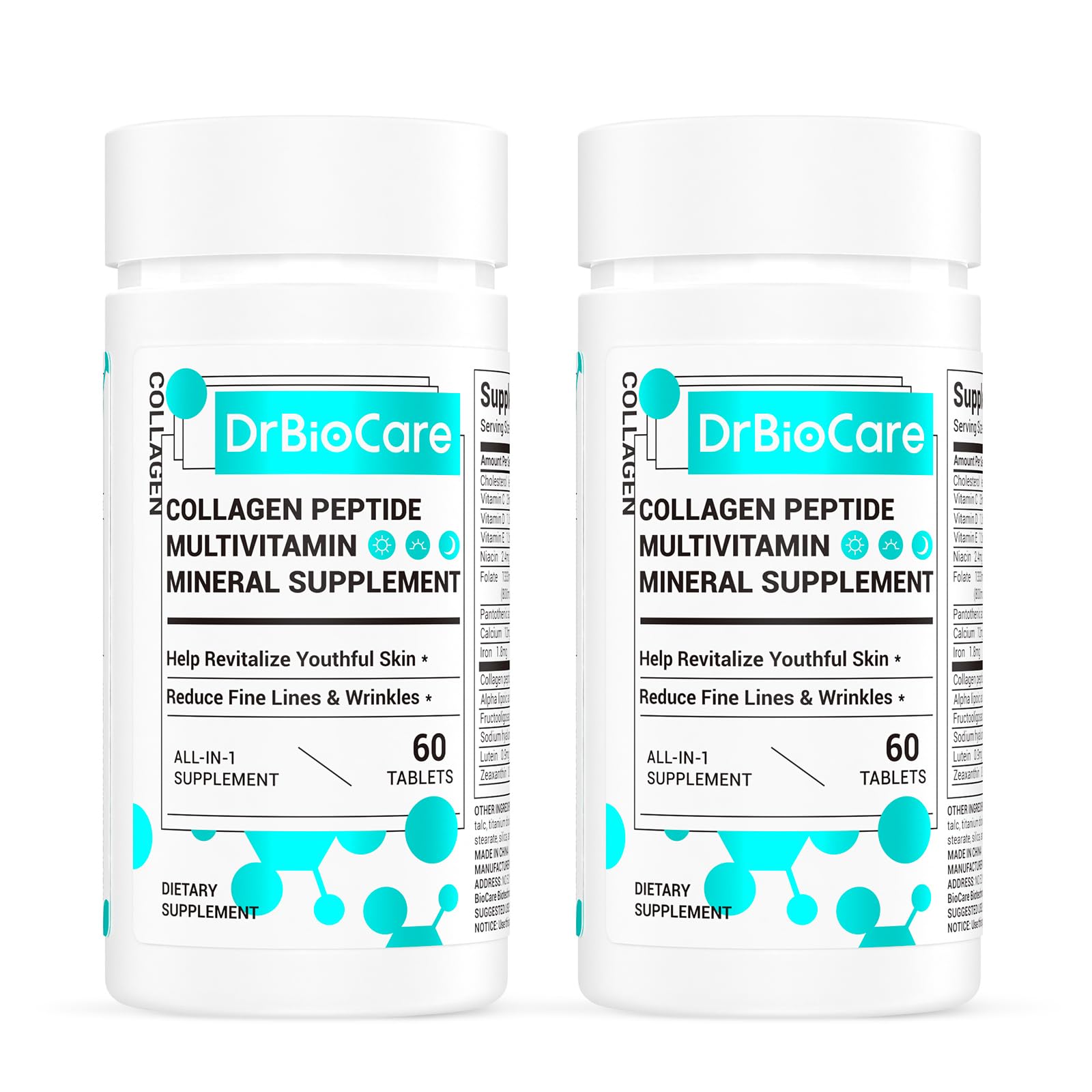 DrBioCare Collagen Peptides for Women, Beauty Vitamin & Mineral Supplement,Contains Vitamin D3, Probiotics for Women & Collagen Peptides,Vitamin B Complex,Vitamin E 120 Tablets