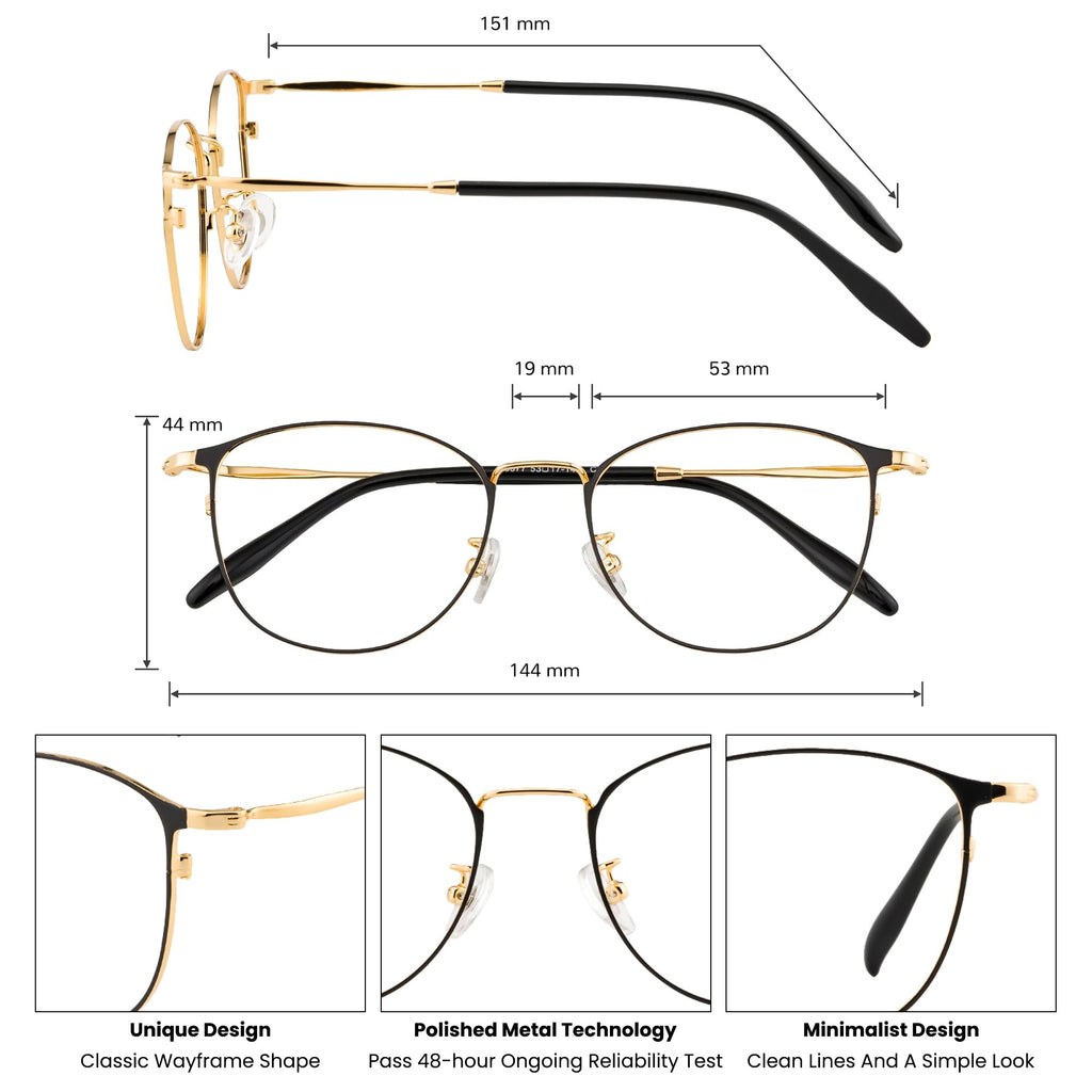 GUDVUE Blue Light Glasses, Computer/Gaming/TV/Phones Glasses for Women/men, Anti Glare/UV400/Eye Strain, Oval Black/Golden