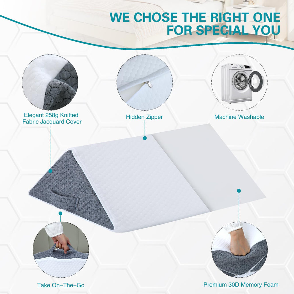 SJFFDP Wedges for Bed Positioning, 3PCS Bed Wedges & Body Positioners for Bed Sores, Side Sleeping, Back Support, After Surgery, Bedsore Pressure Relief, Positioning Wedge for Elderly & Adults