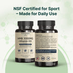VINATURA HMB 3000mg and Vitamin D3 Supplement - HMB (Beta-Hydroxy Beta-Methylbutyrate), Vitamin D3 (1600 IU), Made in USA & NSF Certified for Sport - 120 Capsules