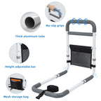YrHeiper Bed Rails for Elderly Adults - 350LBS Heavy Duty Bed Assist Rail with Non-Slip Bedside Handle, Fall Prevention Safety Cane with Storage Pocket for Seniors, Fits King/Queen/Full/Twin Beds
