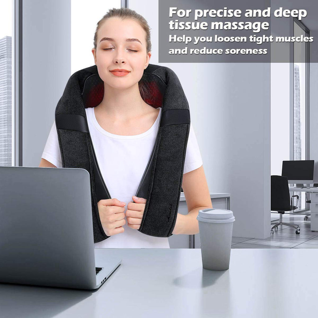 Shiatsu Neck Back & Shoulder Massager with Heat for Pain Relief Deep Tissue