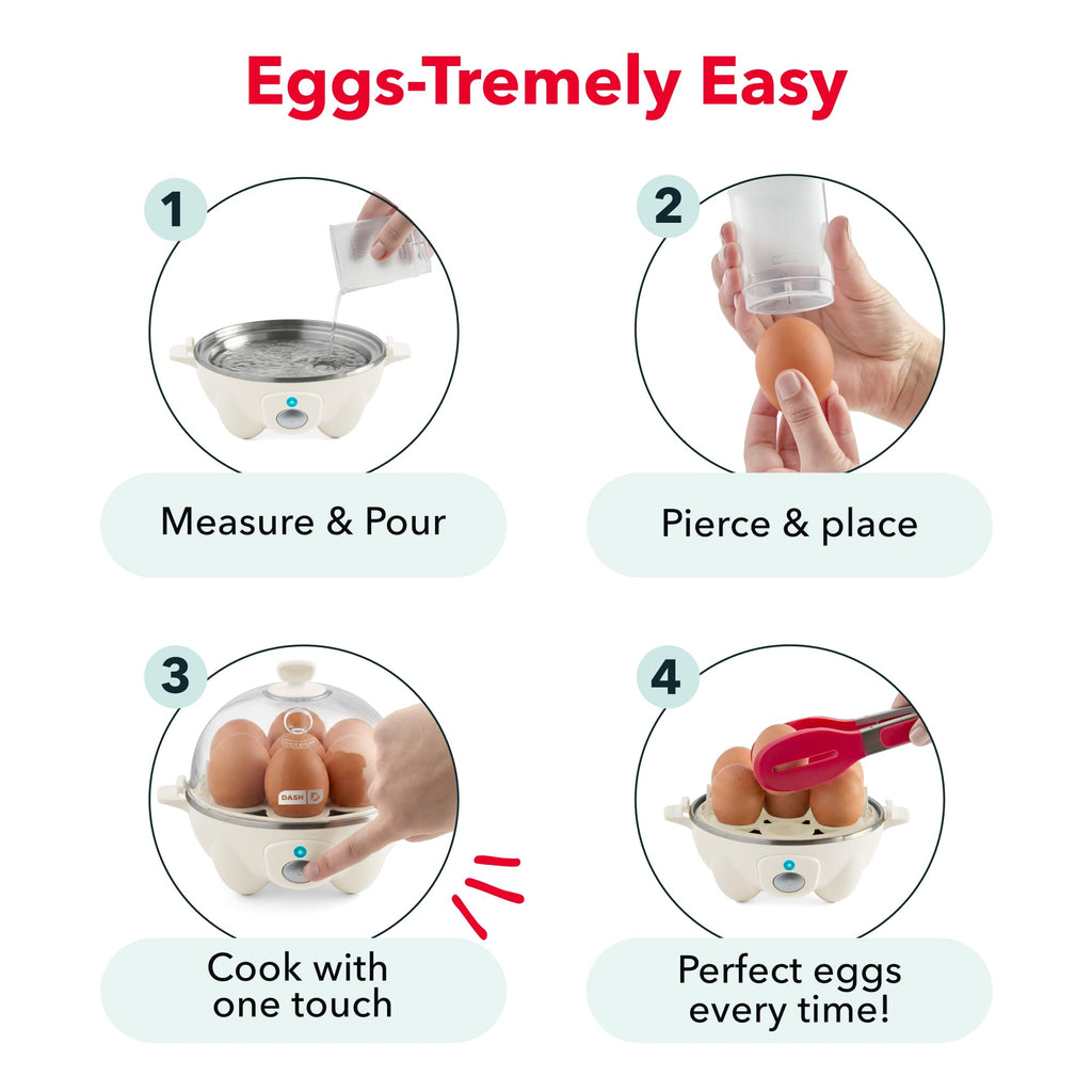 Dash Rapid Egg Cooker, 7 Eggs, Hard Boiled, Poached & Omelettes, Cream