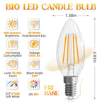 GvvooHome E12 Candelabra Bulb 40 watt Equivalent, E12 LED Bulb Non-Dimmable Chandelier Light Bulbs, B10 Candle Light Bulbs 2700K Soft White, 90+CRI, 400LM, Cear Glass, 12 Pack