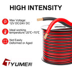 TYUMEN 100FT 14/2 Gauge Red Black Cable Hookup Electrical Wire LED Strips Extension Wire 12V/24V DC, 14AWG Flexible Extension Cord for LED Ribbon Lamp Tape Lighting