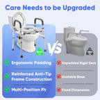 Raised Toilet Seat with Handles, Toilet Seat Riser for Seniors with Adjustable Height & Width, Cozy Padded 500lb Handicap Toilet Seat for Elderly, Surgery, Pregnant, Fit Any Toilet, Assist Getting Up