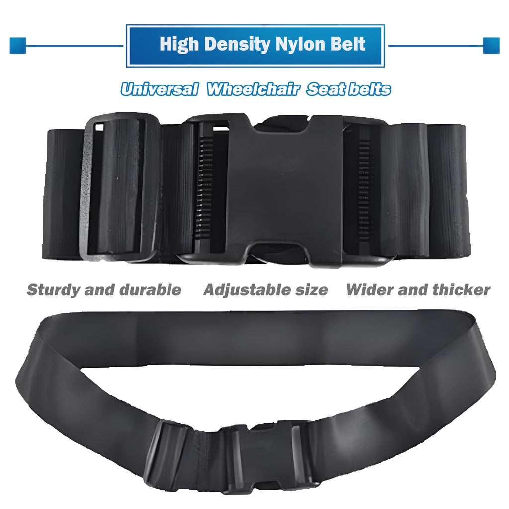 GFertre Wheelchair Safety Strap Seat Belt, 31-86"Adjustable Length/ 2" Wide - Black Anti-Slip and Anti-Fall Wheelchair Fixation Belt, Extra Long Size-Suitable for Obese People