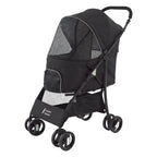 4 Wheels Pet Stroller,Easy-Foldable Dog Cat Cage Jogger Stroller with Weather Cover for All-Season,Storage Basket and Visible Mesh for Small/Medium Pets up to 33lbs (Black)