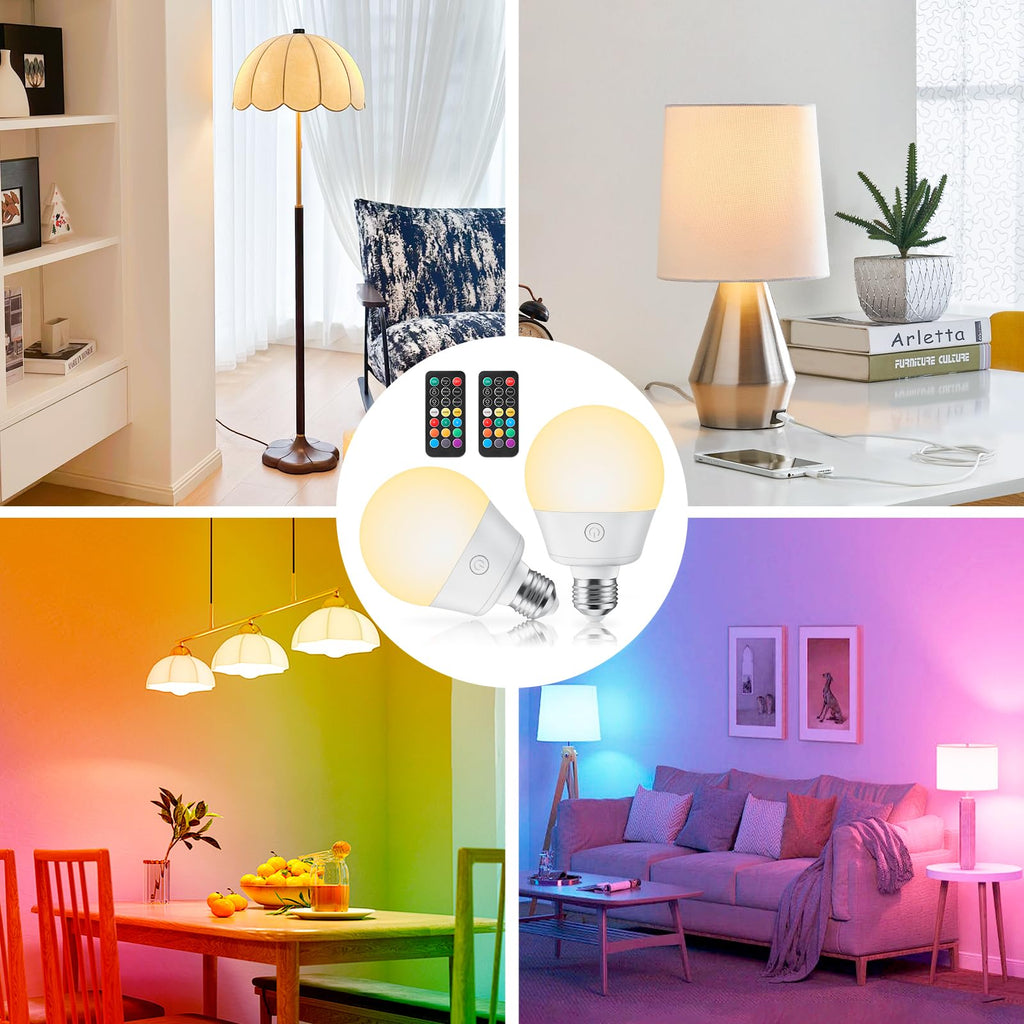 Brightown E26 Rechargeable Light Bulb with Remote and Timer