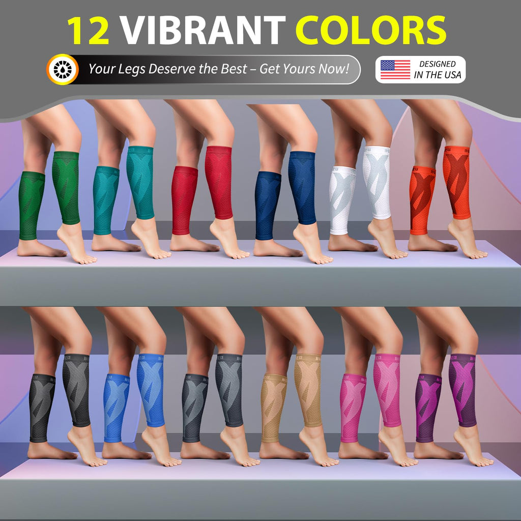 BLITZU Calf Compression Sleeves for Men and Women. Footless Compression Socks Support for Varicose Vein, Nursing, Running. Leg Sleeve Brace for Shin Splints, Pain Relief & Reduces Swelling Green L-XL