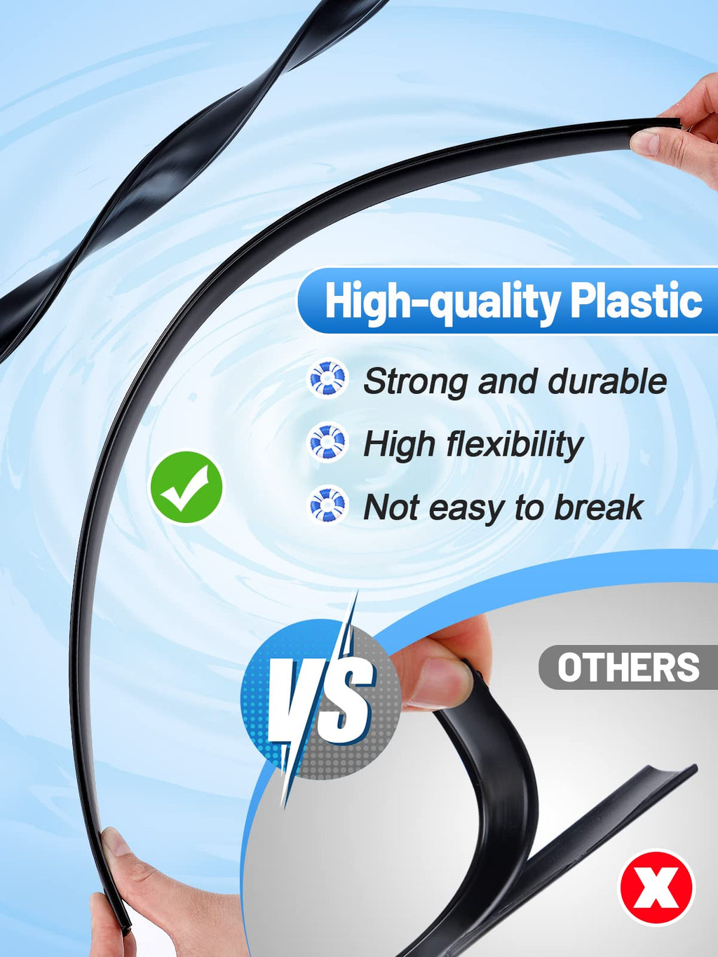 Biggun 24" Extra-Long Coping Strips for Overlap Above Ground Pool Liners - Easy to Install Swimming Pools Liner Clip Replacement for 27ft Round or 18 * 33ft Oval Pool(Qty 45)