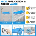 Medhelp Upgraded Folding Shower Chair, Stainless Steel Foldable Shower Seat for Inside Bathtub, Lightweight & Portable Travel Shower Stool, Anti-Slip Feet Bath Chair for Elderly, Disabled, Injured