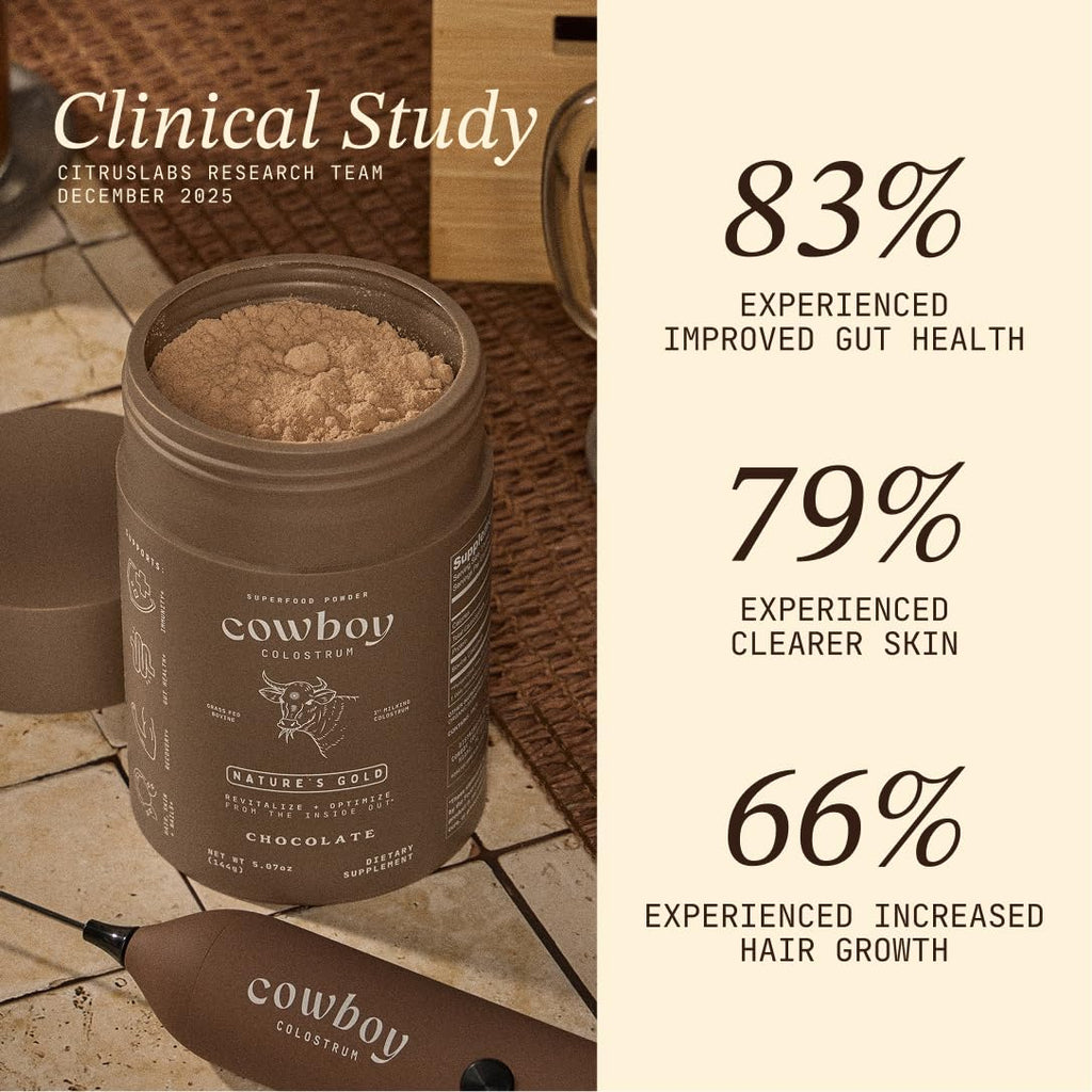 Cowboy - The Exclusive 1st Milking, Whole, Grass Fed Colostrum Supplement for Full Body Health - Bovine Colostrum Powder Packed w/Bioactive Nutrients - Sugar Free (Chocolate, 40 Servings)