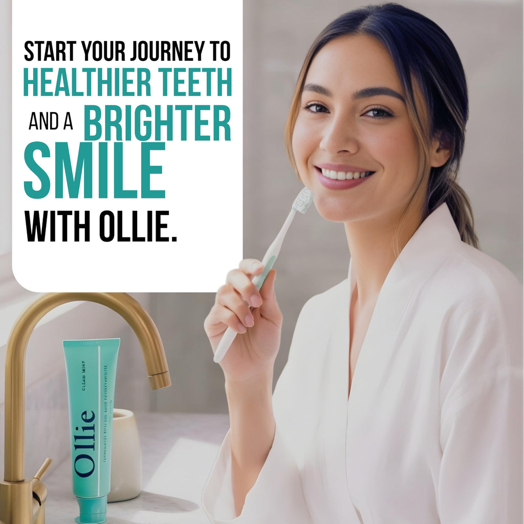 Ollie Fluoride Free 10% Nano Hydroxyapatite Toothpaste for Remineralizing Enamel, Sensitive Teeth & Whitening, Clean Mint 4oz (Pack of 1)