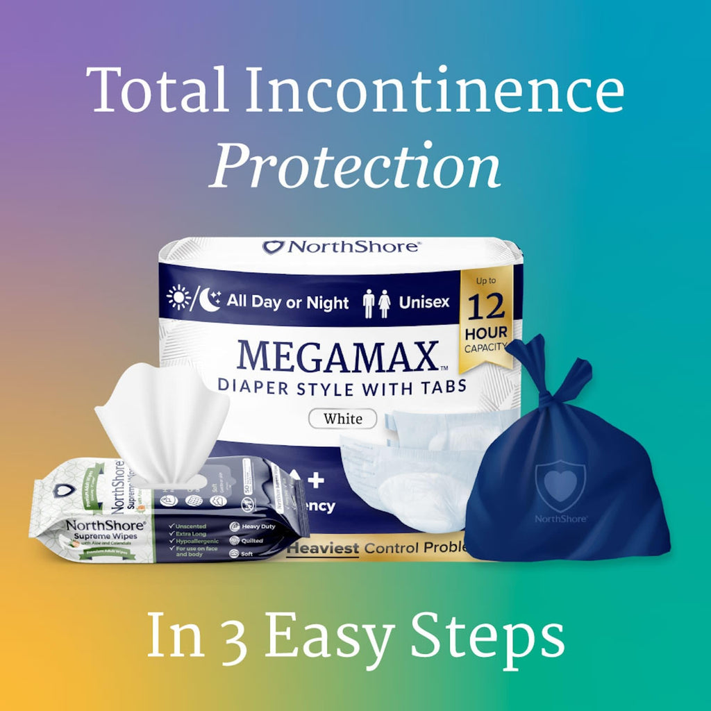 NorthShore MegaMax Adult Overnight Diapers, 12-Hour Tab-Style, Large, 40 Count Case, White, 42-54 inches, Unisex Incontinence Underwear