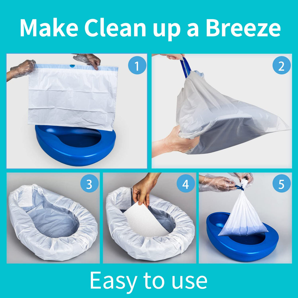 MINIVON Bedpan Liners with Super Absorbent Pads - Value Pack 30 Count - Bed pan Bag Disposable Pulling String, Medical Grade & Universal Fit Bed Pan, for Bedridden Patients, Elderly Senior, Bedbound