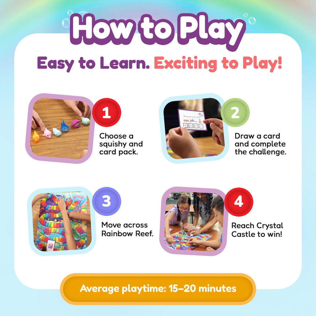 The Fidget Game SquishyLand in Rainbow Reef Board Game, Pre-K to 2nd Grade