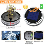 VOOKRY 6 Pack Solar Mason Jar Lights, 30 LED Mason Jar Lids Waterproof Firefly Fairy String Lights with 6 Hangers(No Jars), for Outdoor Patio Garden Yard Lawn Party Wedding Decoration - Cool White