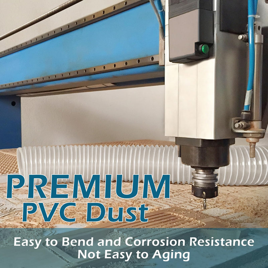 Qucship 2-1/2" x 10' Heavy-Duty PVC Dust Collection Hose, Puncture-Resistant, Flexible Clear PVC Fume Hose with Carbon Steel Wire Coil for Dust Collection Systems