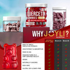 JOYLI Quercetin Gummies - Quercetin with Bromelain Zinc Vitamin C & Vitamin D3 - Quercetin Supplement 500MG for Immune System & Allergy - Quercetin for Kids and Adults - 60 Quercetin Chewable