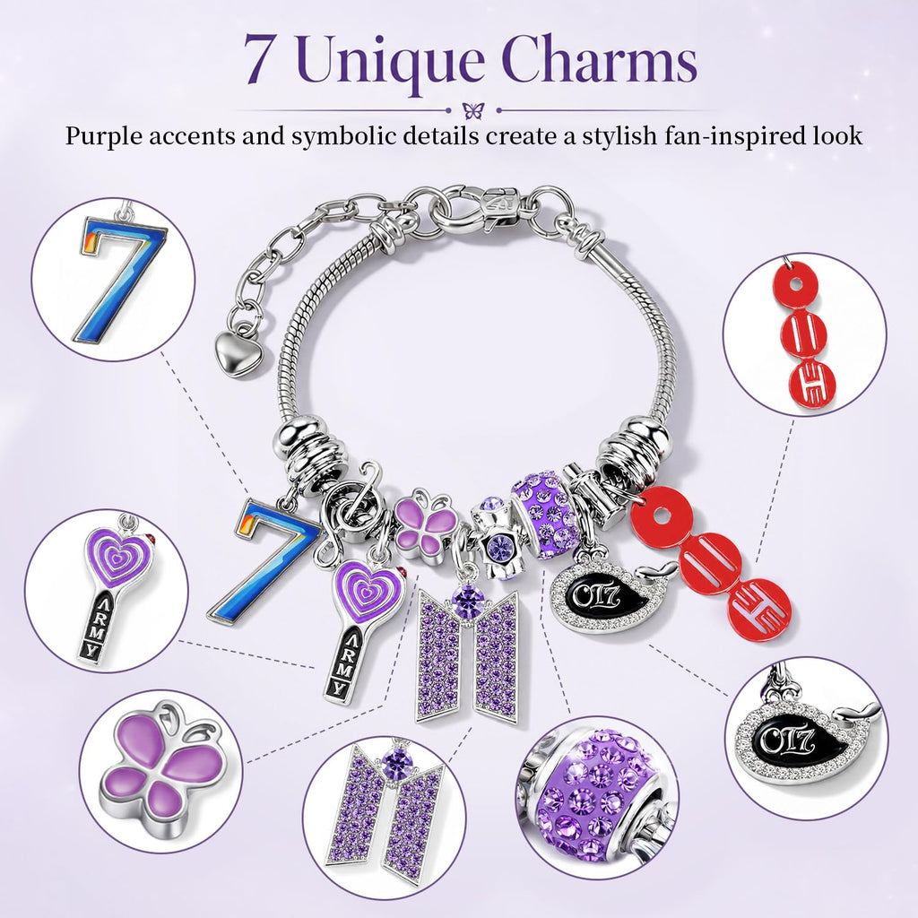 CelyBoutique ARMY-Inspired Stainless Steel Bracelet Adjustable Lobster Clasp Chain K pop Fan Jewelry Friendship & Motivational Gift for Women
