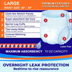 LivDry Adult Diapers Large Incontinence Underwear, Overnight, Leak Protection, 16-Pack