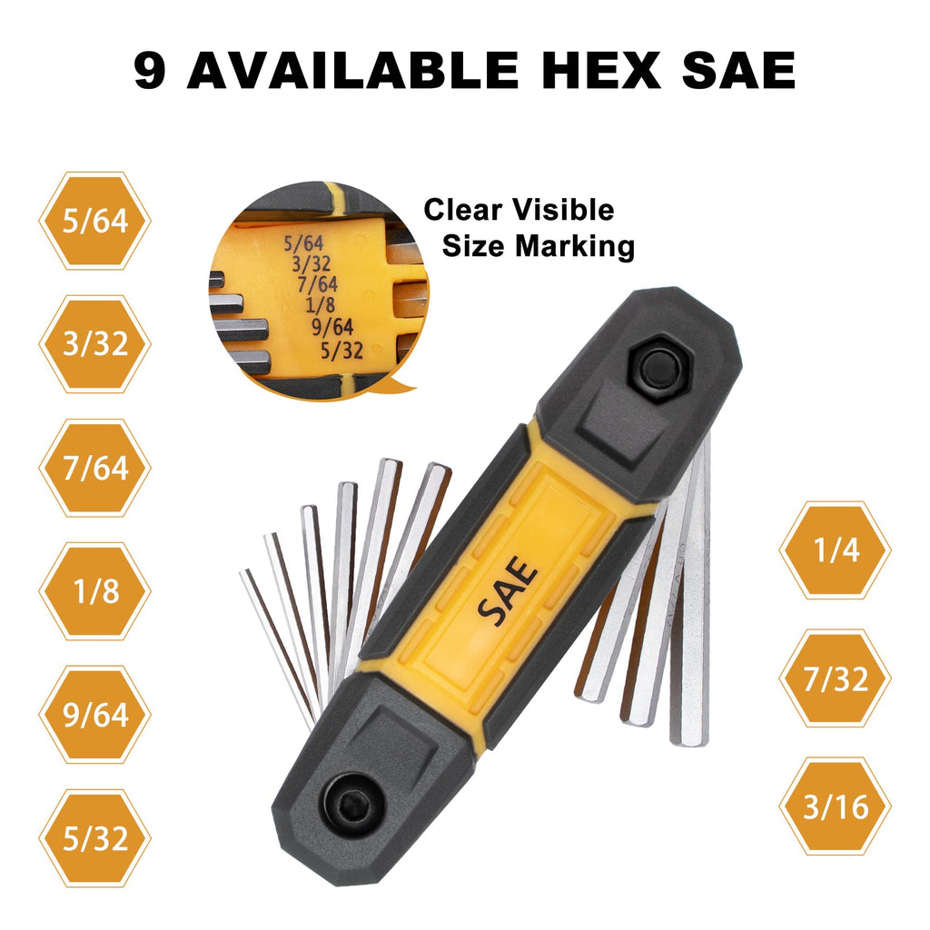 MULWARK 4 Pack Folding Allen Wrenches Sets | 17-Piece Complete Metric & Standard SAE Hex Key Set with Portable Holders for Basic Home Repair, Furniture Assembly, and DIY Projects