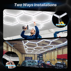 HYPERLITE Gen II Hexagon Garage Lights: 399W 39900LM 14 Grids Hexagon Led Light, 6500K Ultra Bright Honeycomb Hex Lights, Easy Install, Durable Design for Garage, Car Detailing, Workshops, Shops, Gym