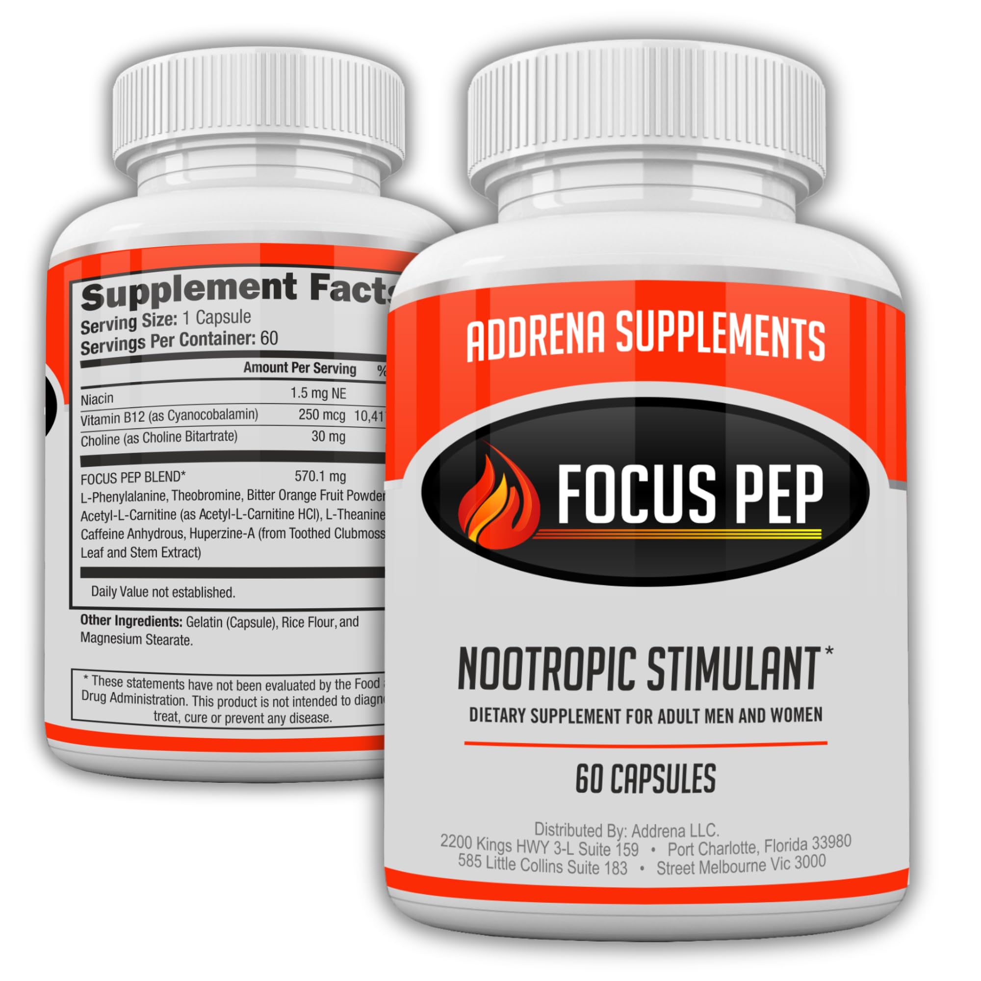 Focus Pep- Over The Counter Stimulants to Speed Up Naturally | Study Alternative and Best Energy Supplements for Nootropic Brain Boosting, 60 Pills