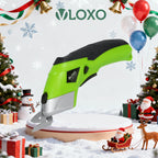 Cordless Electric Scissors, VLOXO Cardboard Cutter Electric Fabric Scissors with Blades Rechargeable Powerful Fabric Cutter for Crafts Leather Carboard Carpet Plastic Felt with Case Green CS4001