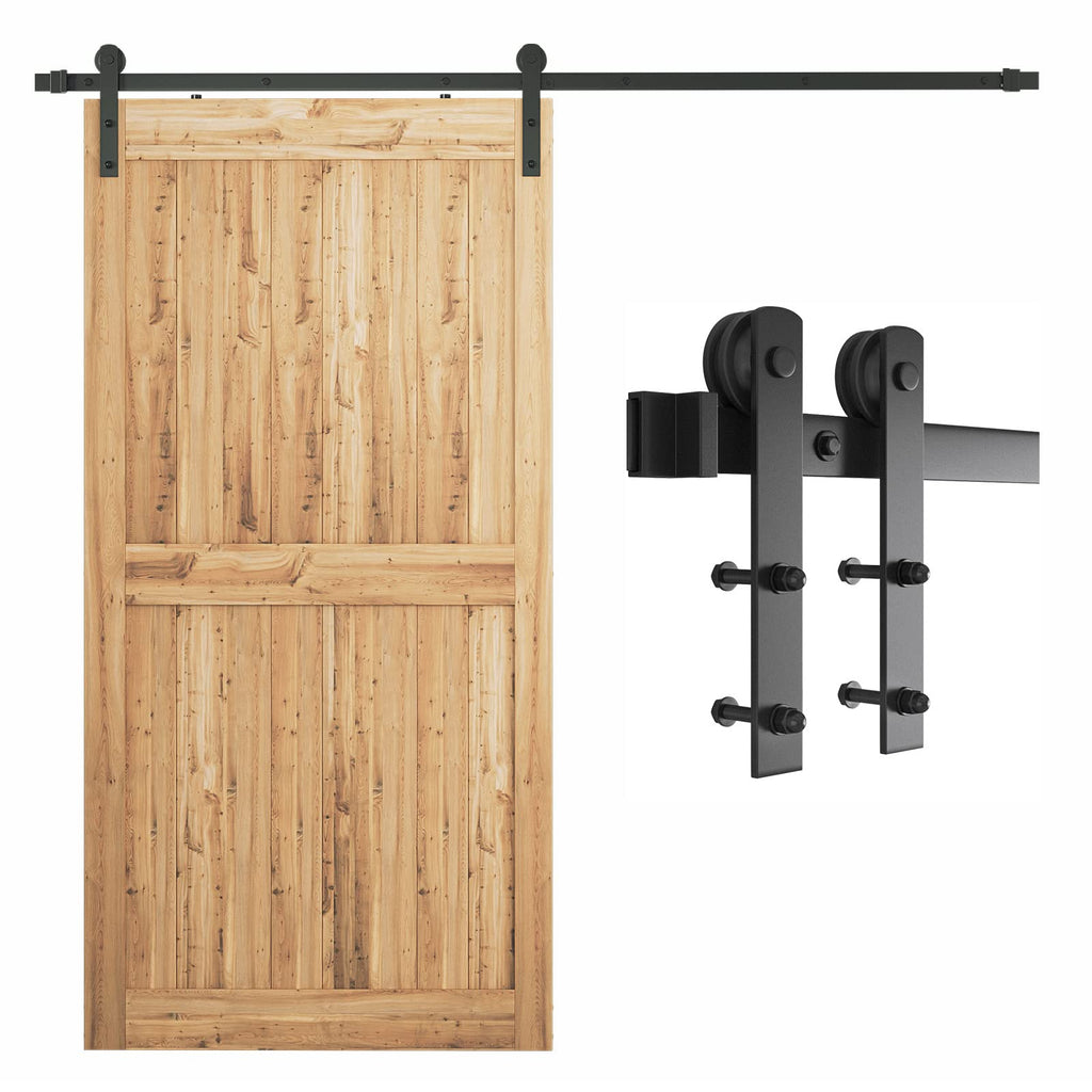 SMARTSTANDARD 7.5ft Barn Door Hardware Kit, Sliding Door Hardware, Heavy Duty, Smooth & Quiet, Easy to Install, Fit 42"-45" Wide Door Panel (I Shape Hanger)