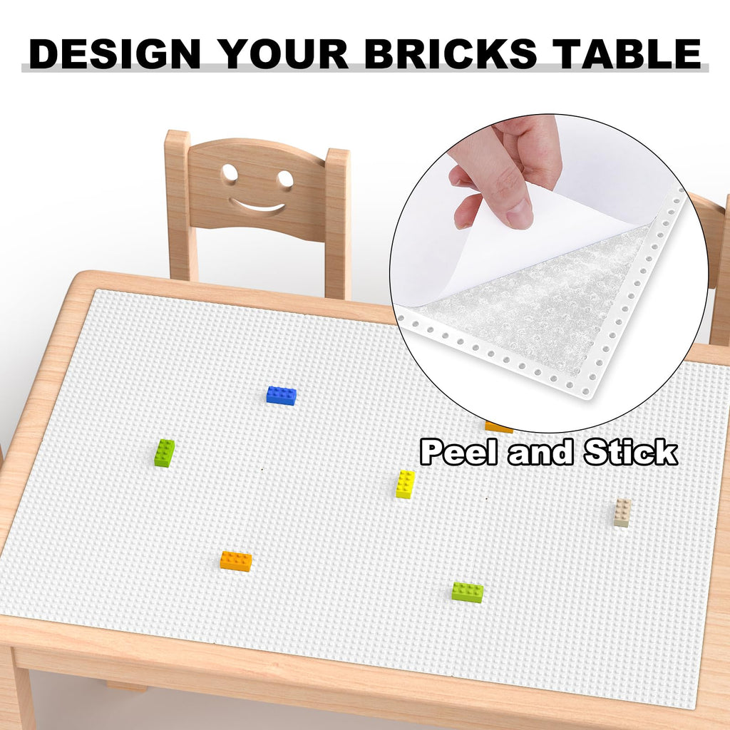 Pokiiulk Classic Baseplates, Peel and Stick Base Plates for Building Bricks, Compatible with Major Brands, Self-Adhersive Base for Bricks 10" x 10", 6 Pack White