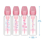 Dr. Brown's Anti-Colic Options+ Narrow Baby Bottle, Floral, 8 oz, 4-Pack