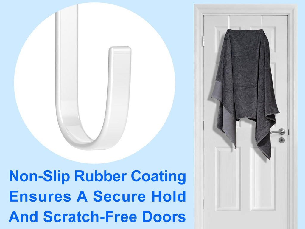 Mars-Rock Single Over Door Steel Hooks 4 Pack Fit 1-3/8" Door 5.5" White
