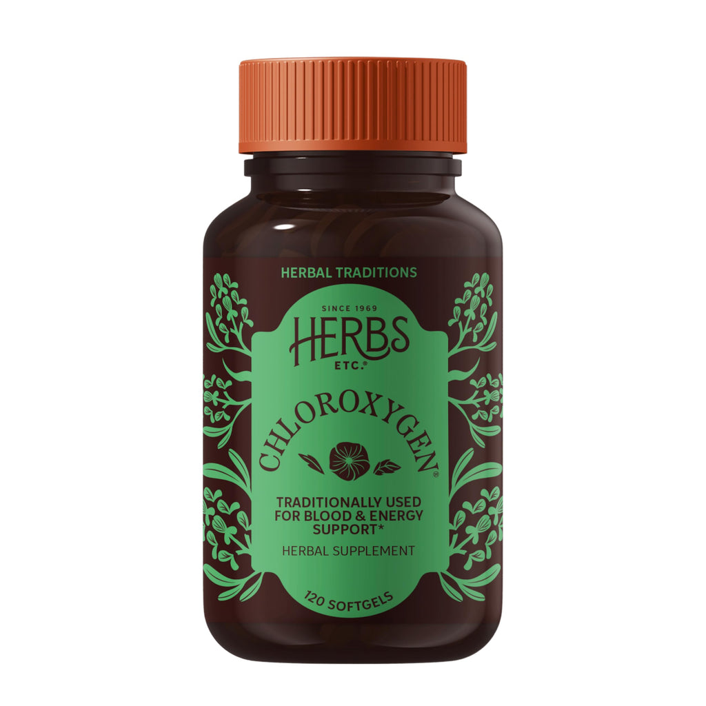 Herbs Etc. ChlorOxygen Chlorophyll Concentrate - Aids Healthy Blood Circulation - High-Altitude Environment Support - Energy Support - 120 Softgels (120 Servings)