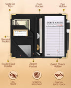 Slohif Server Book for Waitress Cute Serving Books with Zipper Pocket Accessories Leather Server Check Book Restaurant Waiter Server Booklet Organizer Ticket Book Holder Funny Y2K