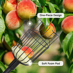Pragmatist Fruit Picker Pole Tool with Basket, 9.6 FT (116 Inch) Adjustable Fruit Grabber Reacher Tool Long Handle Fruit Catcher for Apple Lemon Pear Citrus Mango Tree Gardening Supplies, Black