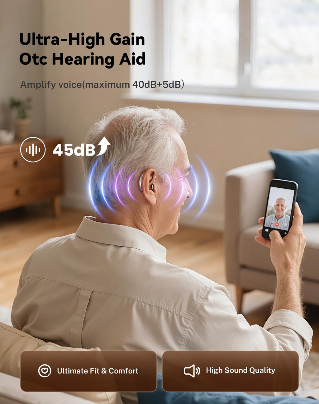 OTC Rechargeable Hearing Aids for Seniors with Automatic Noise Cancelling, LED Display, FSA&HSA Eligible, 5-Level Volume Control for Clear Sound (Black)